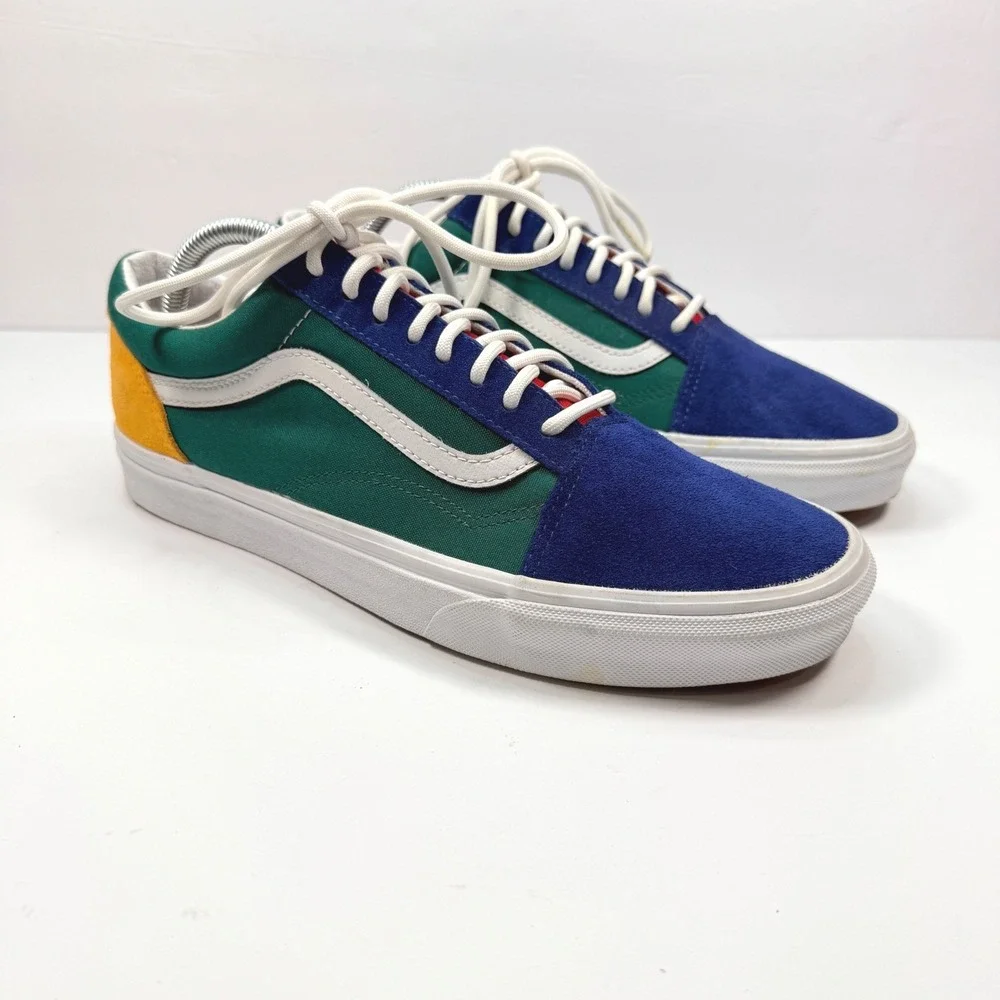 EUC Vans Mens 9.5 Old Skool Yacht Multi-Color Colorblock Canvas Suede Sneakers